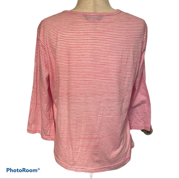 THREE ISLANDS TOP TEE PINK WHITE STRIPE SIZE M - Picture 7 of 10